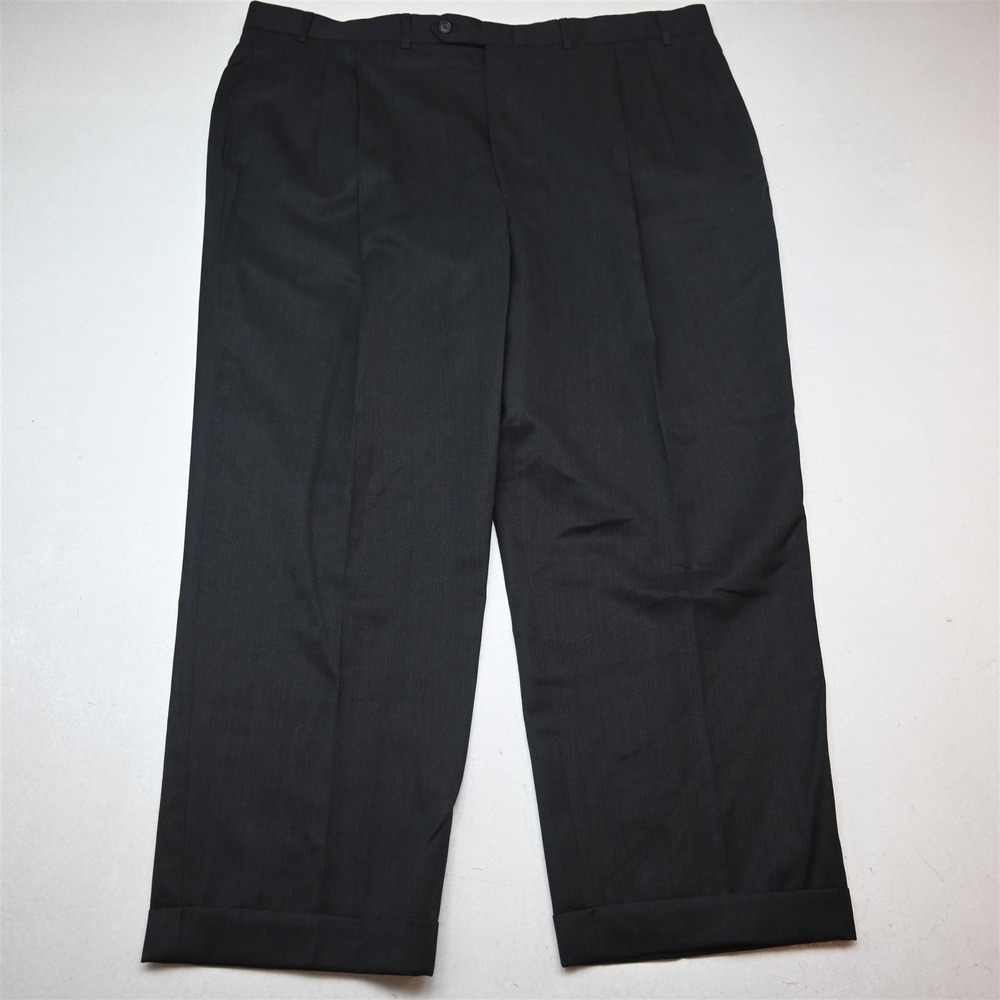 Nordstrom 42x30 Gray 100% Wool Pleated Cuffed Classic Dress Mens Pants